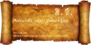 Matulányi Vaszilia névjegykártya